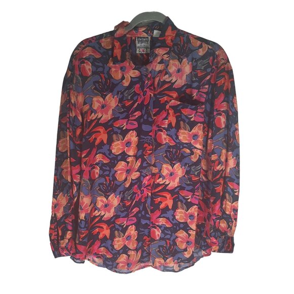 Vintage Details Express Colourful Vibrant Silk Button Up - Picture 1 of 10